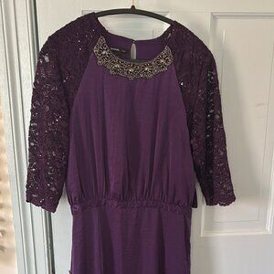 Long Purple Evening Dress with Sleeves
